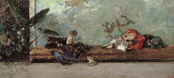 Marsal, Mariano Fortuny y The Artist's Children in the Japanese Salon oil painting image